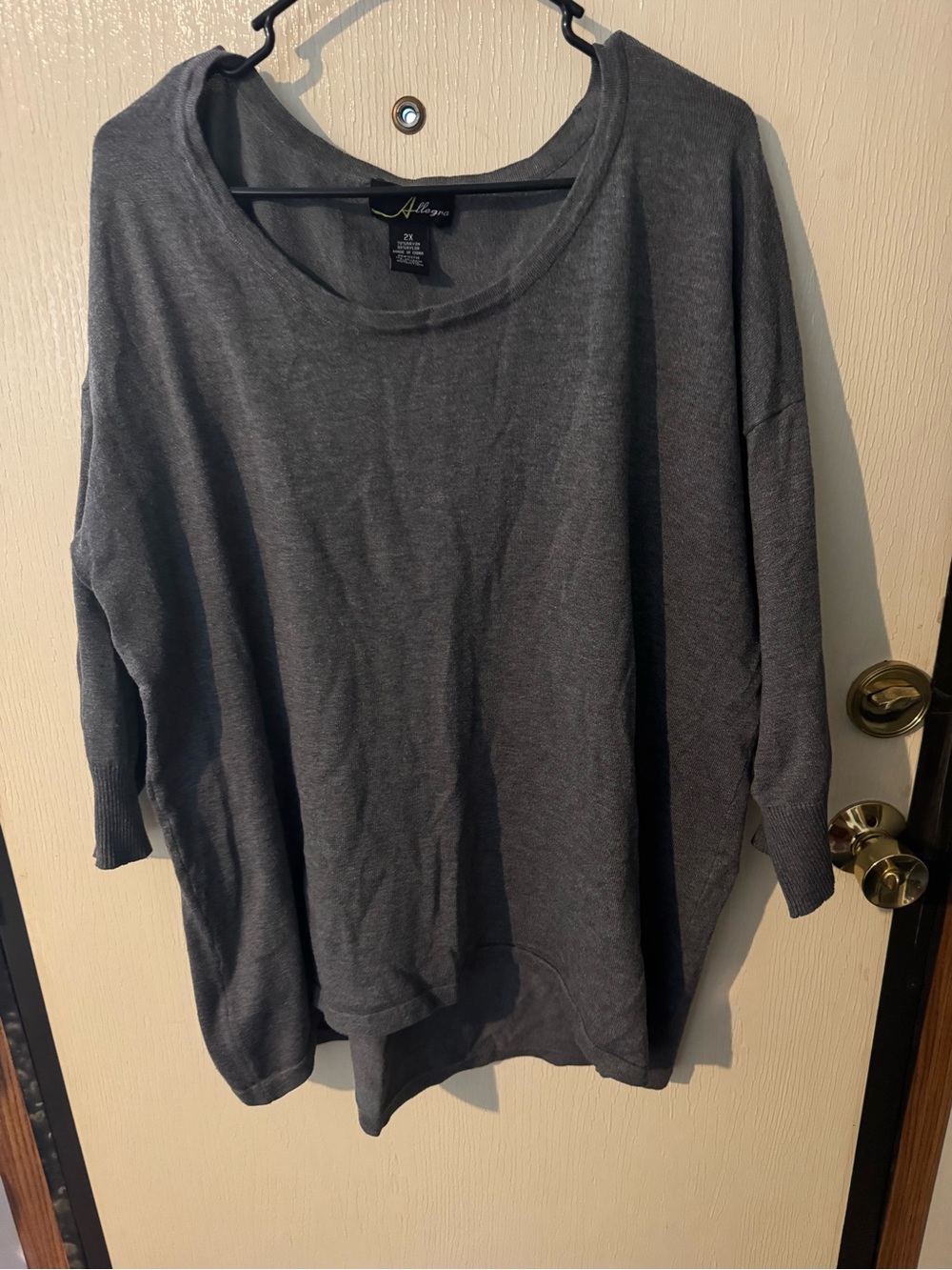 Allegra K Dark Charcoal Oversized Crewneck Sweater